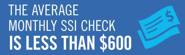 The average monthly SSI check is less than $600